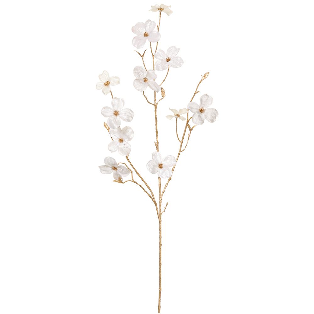40" Velvet Dogwood Spray Cream