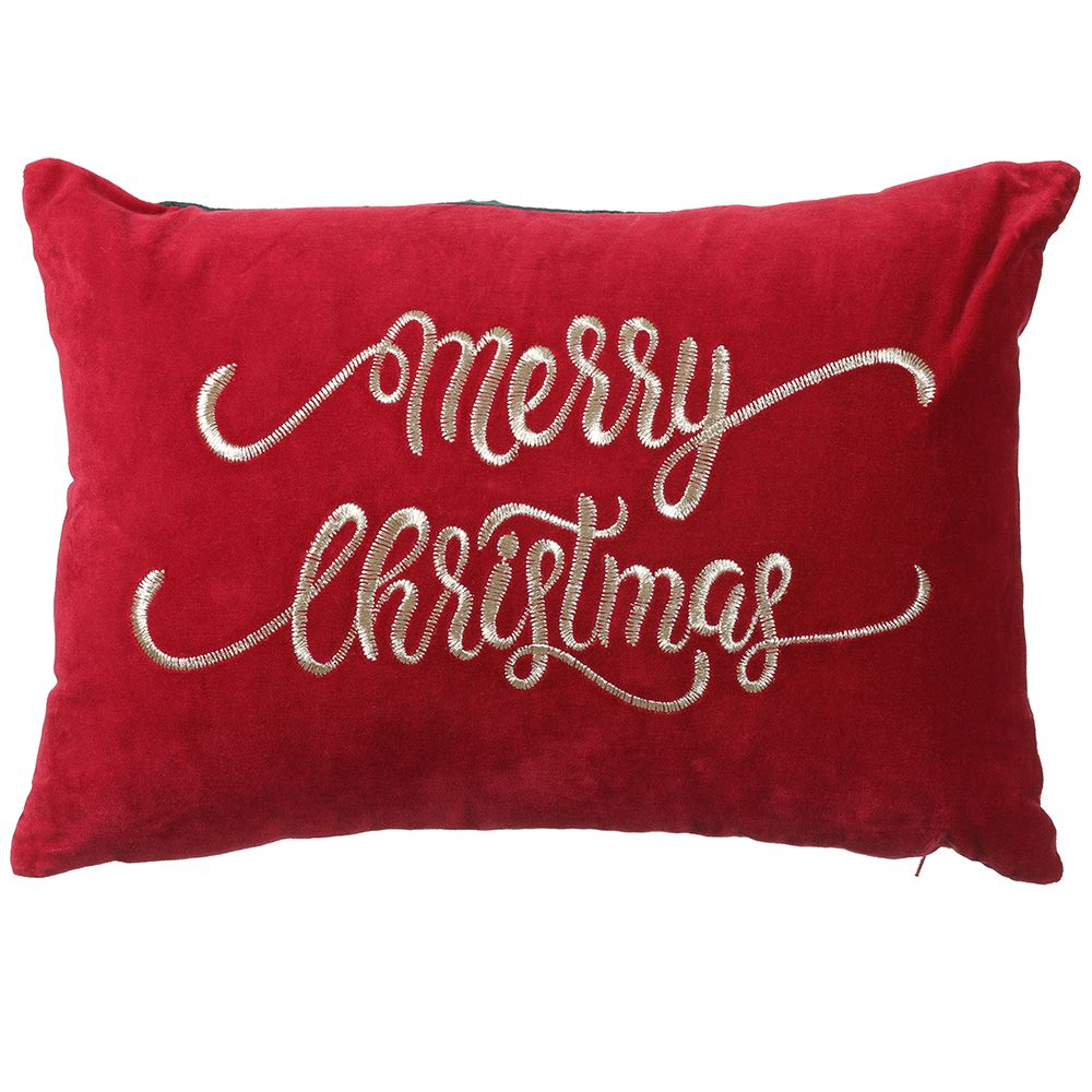 14W20"L PLA/VEL M.XMAS PILLOW