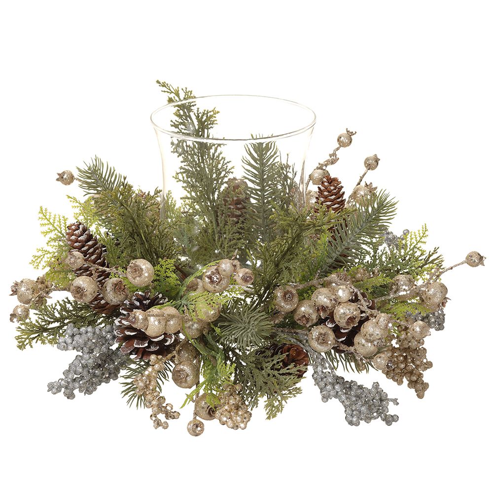 16"BERRY/CONE/PINE CANDLEH X1
