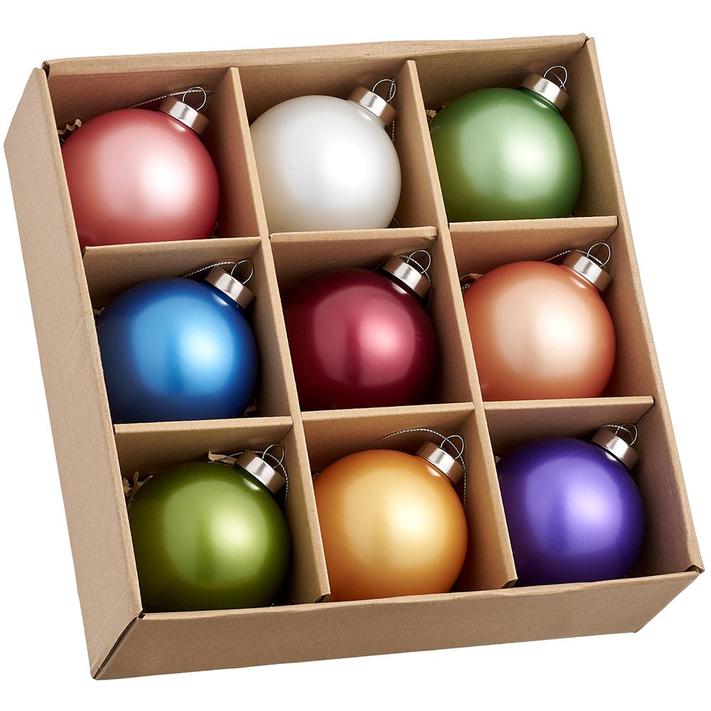 3"GLASS ORNAMENT (9 EA/BOX)