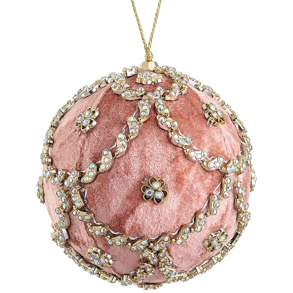 4"DIAMOND VELVET BALL ORNAMENT PE