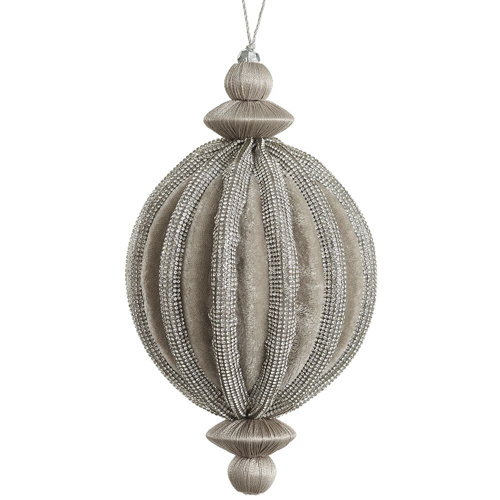 4" Ridged Jewel Velvet Ball Ornament