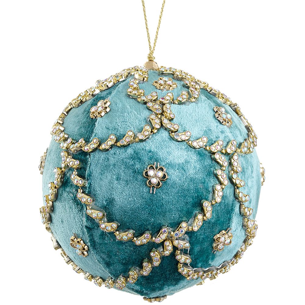 5" Diamond Velvet Ball Ornament Turquoise