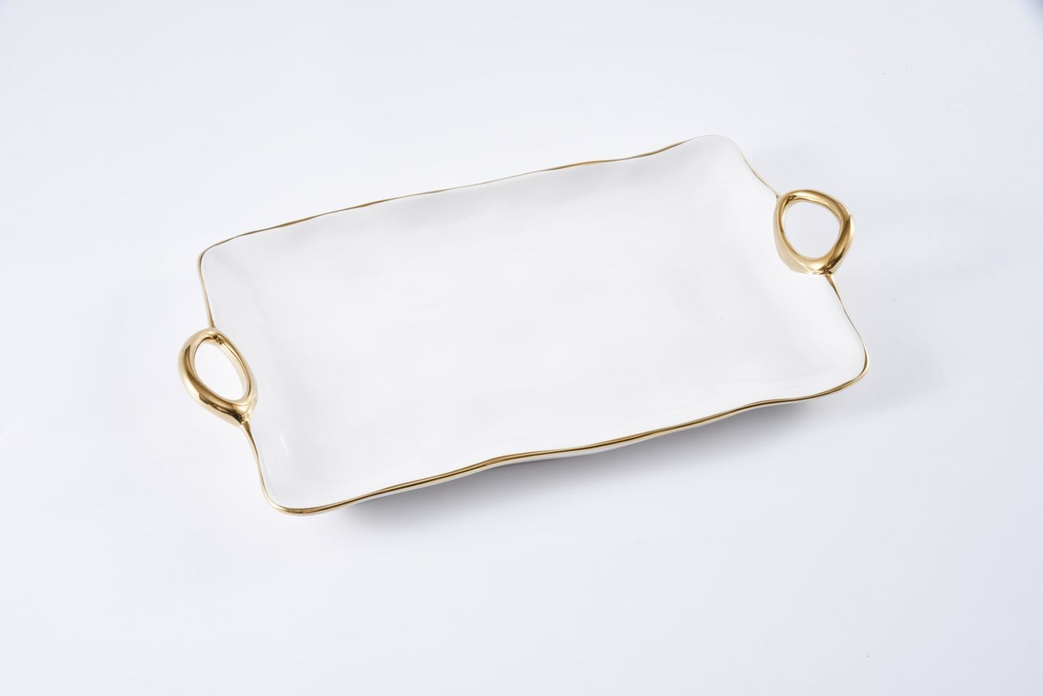 PAMPA BAY LARGE GOLD AND WHITE TRAY