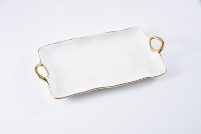 PAMPA BAY LARGE GOLD AND WHITE TRAY