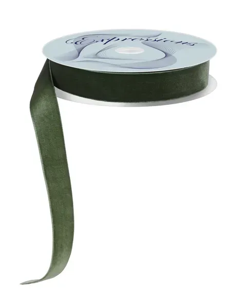 Woven Velvet Ribbon SAGE 7/8" 10 yards