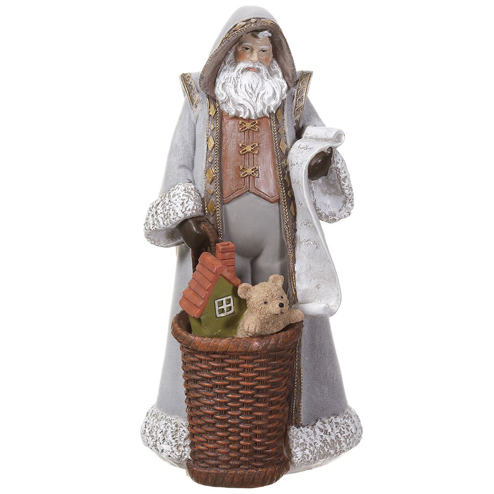 11.5"SANTA WITH GIFT BOX GY