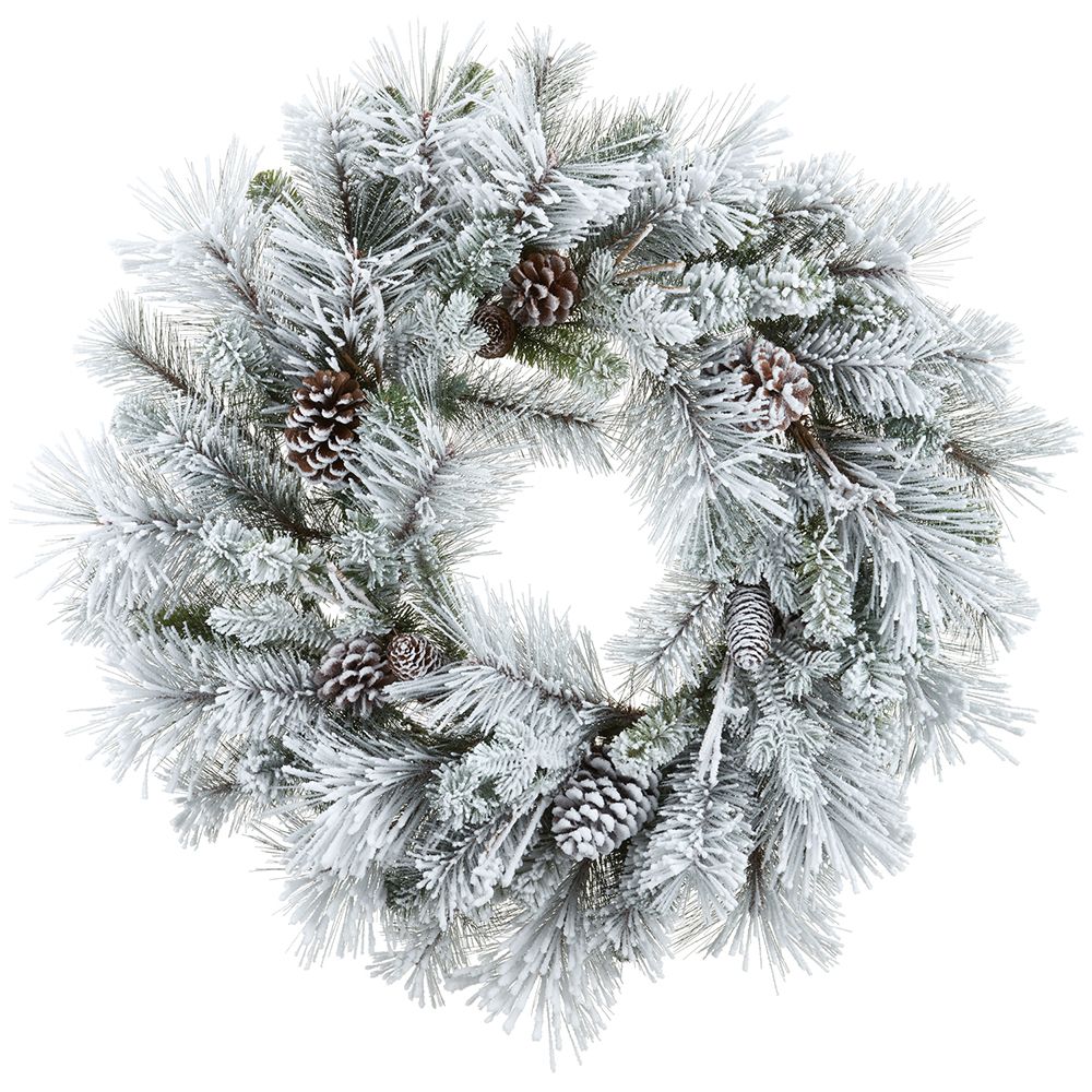30"SNOWED CONE/MIX PINE WREATH