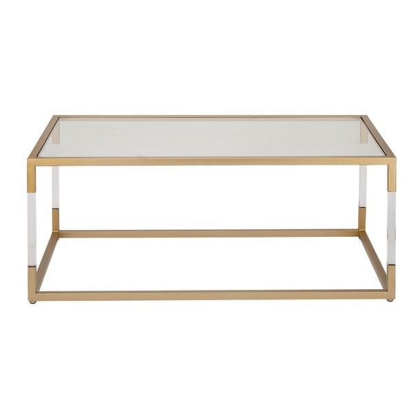 Metal Glass Acrylic Coffee Table 46" W, 19" H