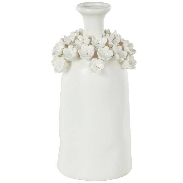 CERAMIC FLORAL VASE 6"W, 12"H