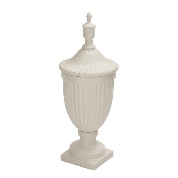 CERAMIC WHITE URN 12"W, 32"H