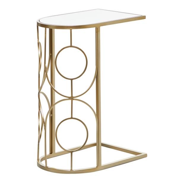 METAL GLASS SIDE TABLE 12"W, 24"H