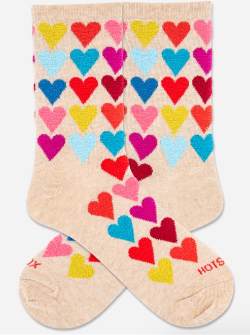 Women's Fuzzy Hearts Crew Socks