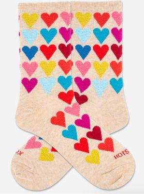 Women's Fuzzy Hearts Crew Socks