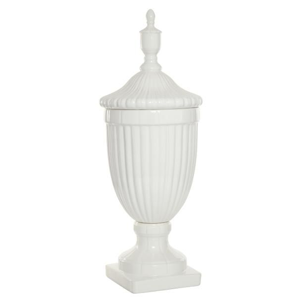 CERAMIC WHITE URN 10"W, 26"H