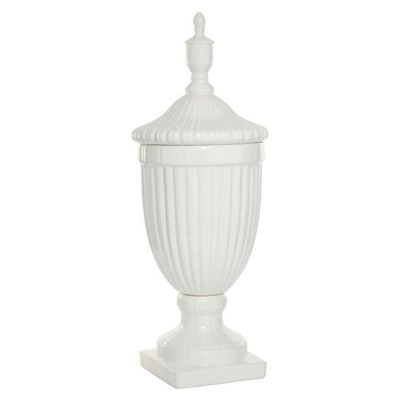 CERAMIC WHITE URN 10"W, 26"H