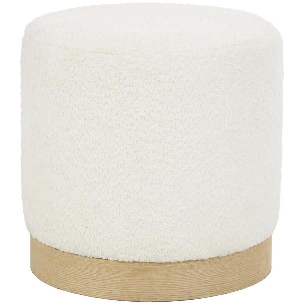 BOUCLE OTTOMAN STOOL 16"W, 16"H