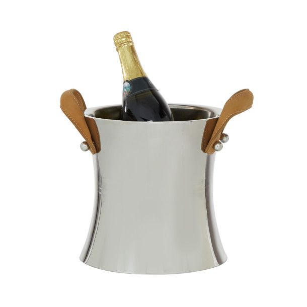 LEATHER SS WINE COOLER 11"W, 10"H