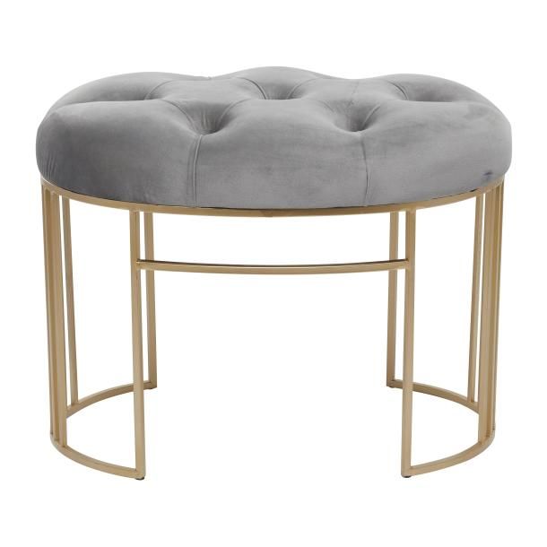 METAL ROUND VELVET BENCH 24"W, 19"H