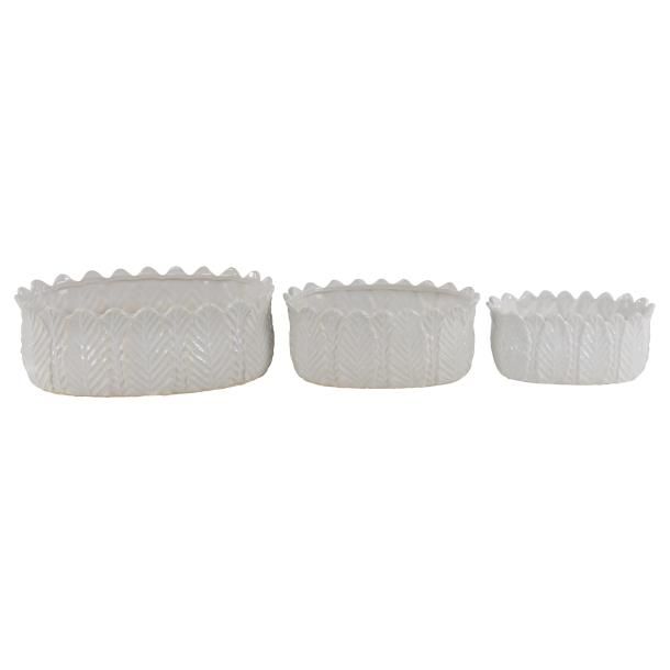 CERAMIC PLANTER WHT S/3 10", 12", 16"W