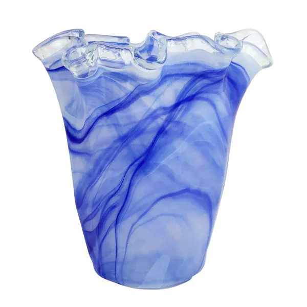 ONDA GLASS COBALT RUFFLED VASE