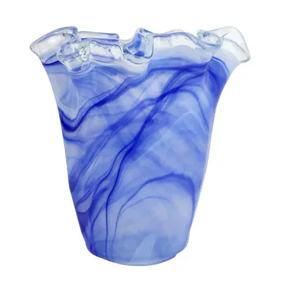 ONDA GLASS COBALT RUFFLED VASE