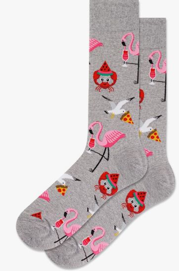 Men's Flamingo, Seagull and Crab Crew Socks