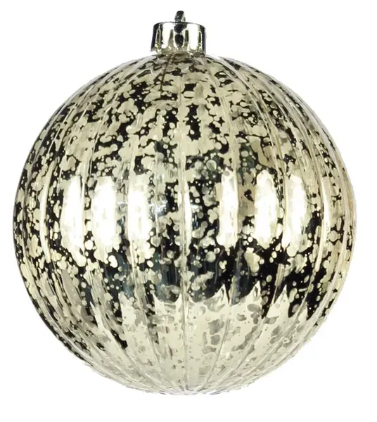 Marble Glass Ball Ornament CHAMPAGNE GOLD 100MM SHINY