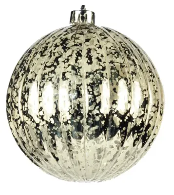 Marble Glass Ball Ornament CHAMPAGNE GOLD 100MM SHINY
