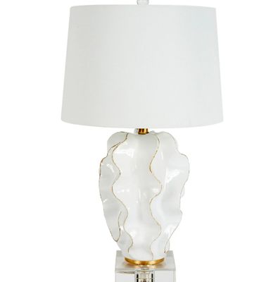 HANNAH WHITE CERAMIC WAVE LAMP WITH GOLD