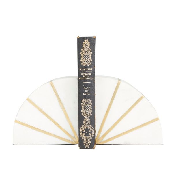 MARBLE BOOKEND WHT PR 5"W, 5"H