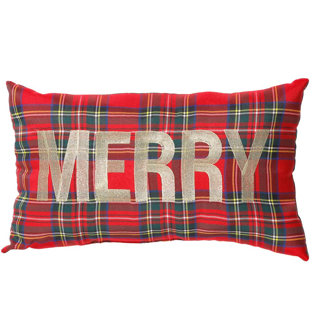 11" W X 19" L Merry Plaid Pillow