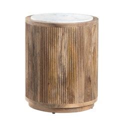 SANTORINI END TABLE WOOD AND MARBLE