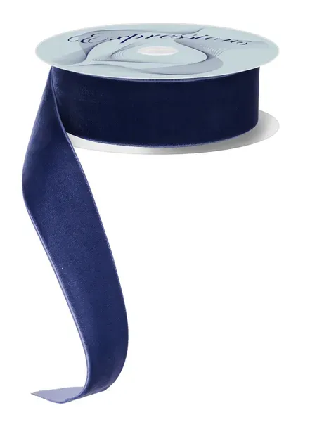 Woven Velvet Ribbon NAVY BLUE 1.5" 10 yards