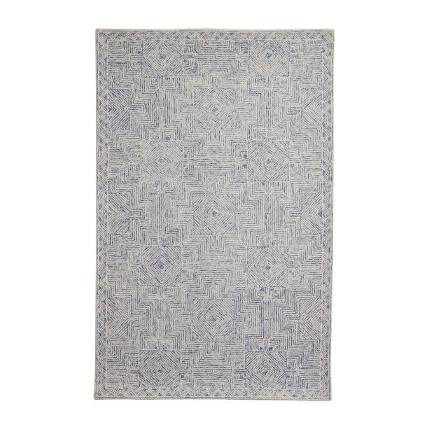 Blue Abstract Area Rug 6x9 - 4