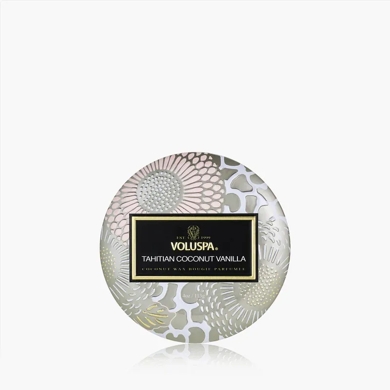 4OZ TAHITIAN COCONUT VANILLA MINI TIN CANDLE