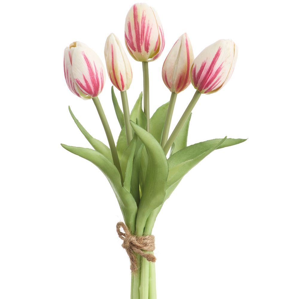 10"REAL TOUCH TULIP BOUQUET WH / FU