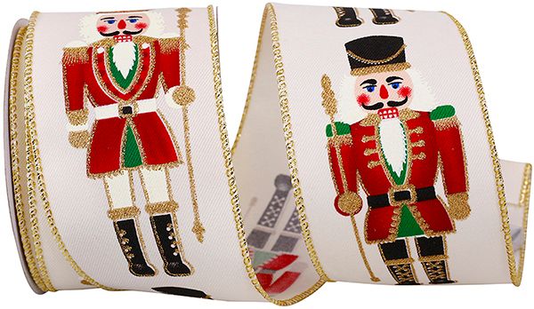 RIBBON - NUTCRACKER GUARD WIRED EDGE RIBBON, IVORY, 2-1/2 INCH, 10 YARDS