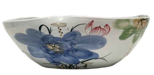 LOTUS PATTERN PORCELAIN BOWL 19" W MULTICOLOR