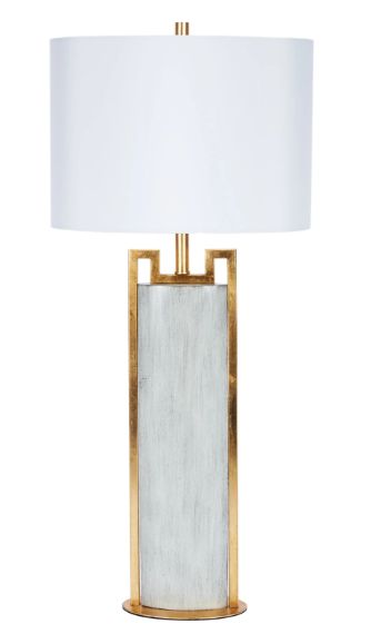 CARTER CEMENT FINISHED BUFFET LAMP W GOLD ACCENTS