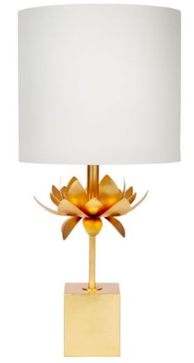 GOLD LEAF MALLORY TABLE LAMP WITH WHITE LINEN SHADE