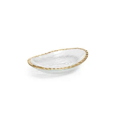 CLEAR TEXTURED BOWL WITH JAGGED GOLD RIM - SMALL