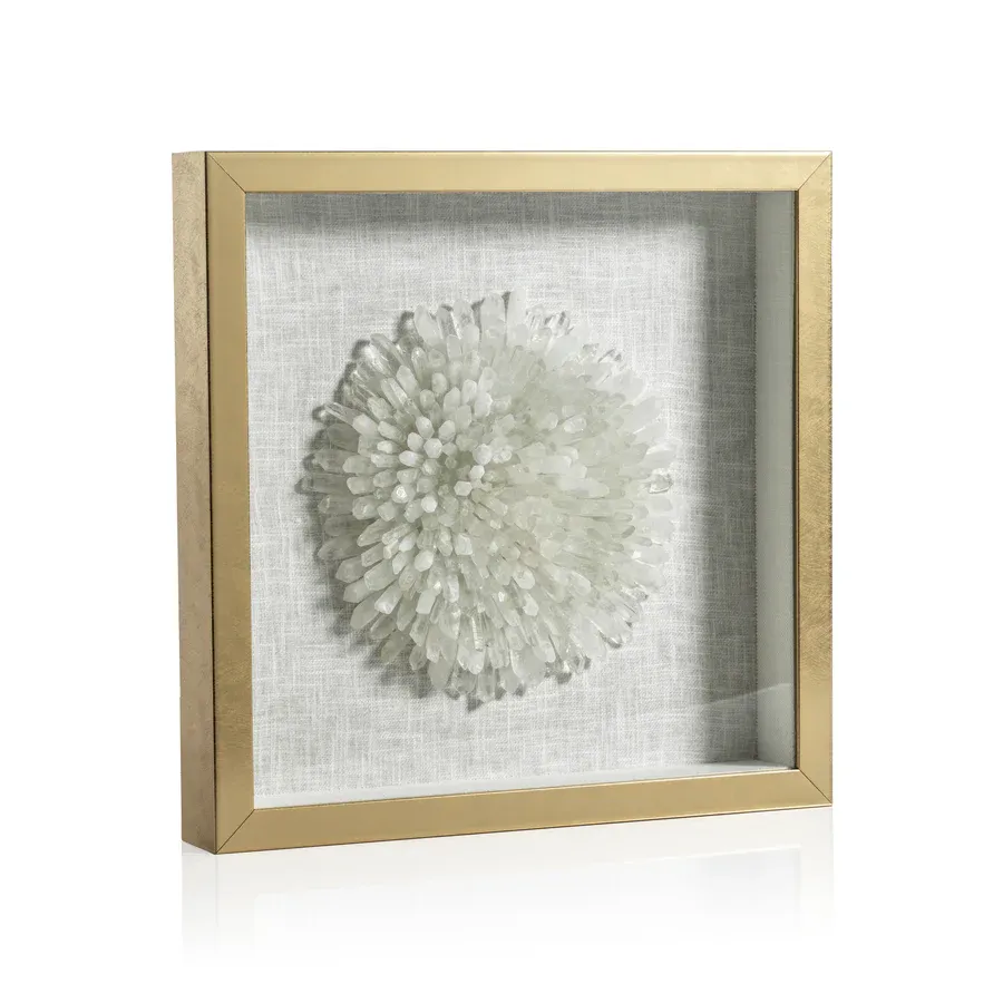 GOLD FRAMED CRYSTAL FLOWER - 16" X 16"