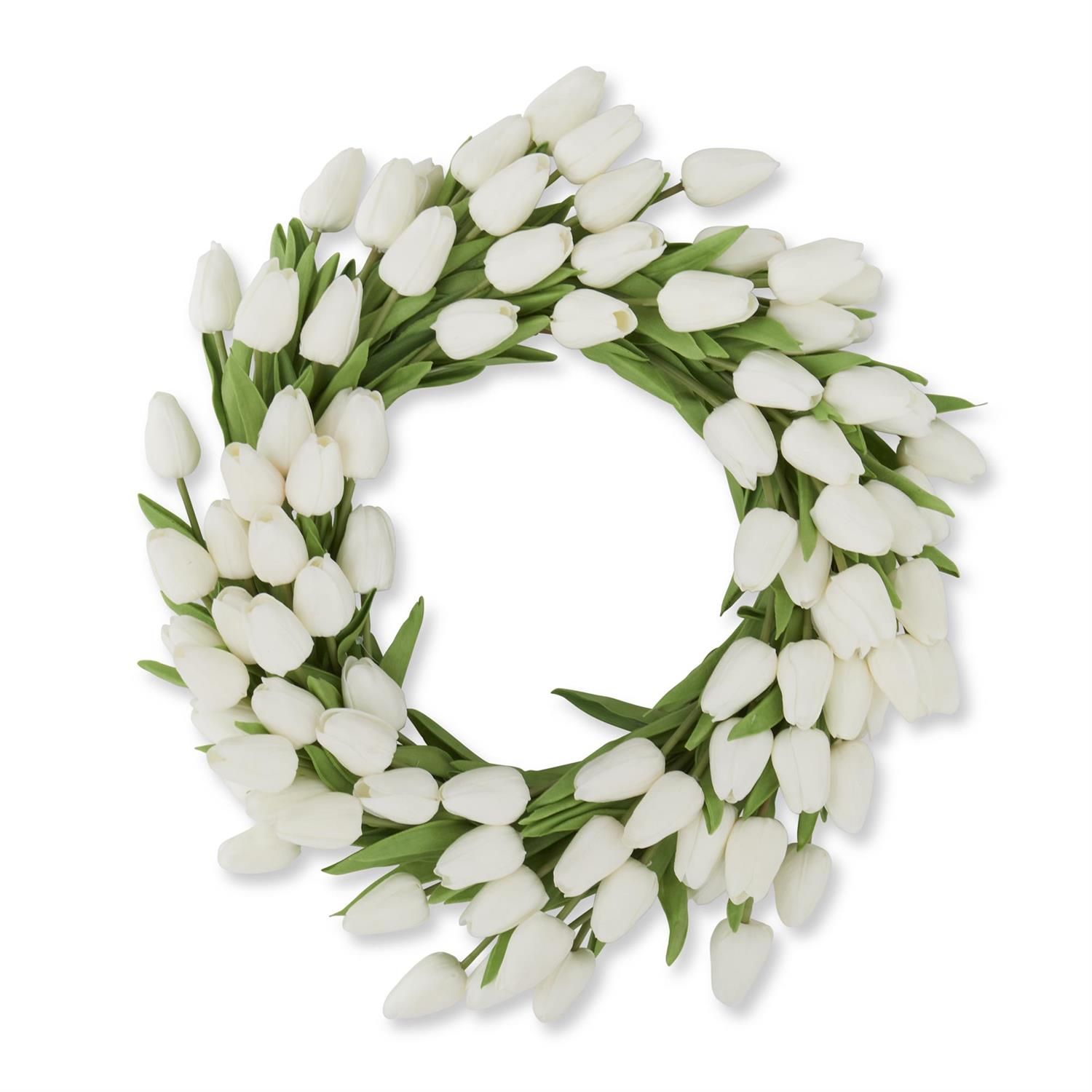 22" WHITE REAL TOUCH MINI TULIP WREATH