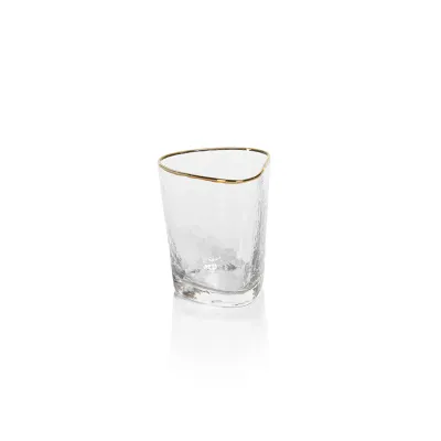 APERITIVO TRIANGULAR DOF GLASS, CLEAR W/ GOLD RIM