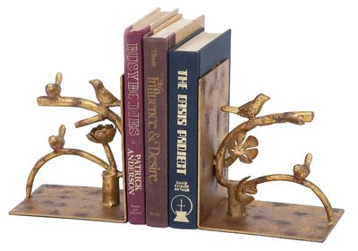 DECORATIVE GOLD NESTING BIRD BOOKENDS