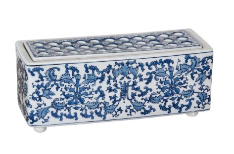 LONGLIFE FLOWER ARRANGER 11" W X 5" H BLUE WHITE