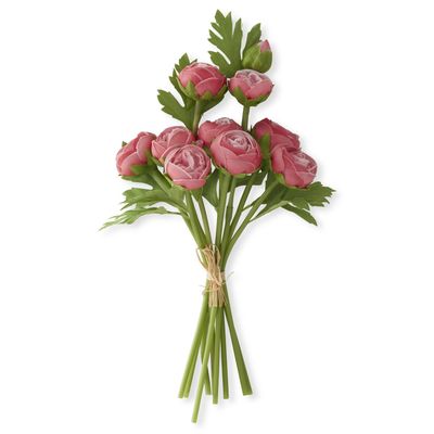 15 Inch Rose Real Touch Ranunculus Bundle (10 Stems)
