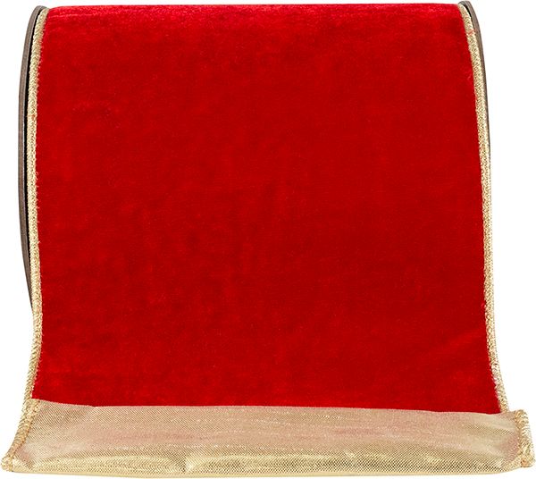 RIBBON - VELVET TOUCH DELUXE METALLIC DUPIONI BACKED WIRED EDGE RIBBON, RED/GOLD, 6 INCH, 5 YARDS