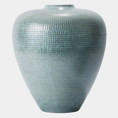 CHECK BULBOUS VASE - REACTIVE SILVER BLUE - LARGE